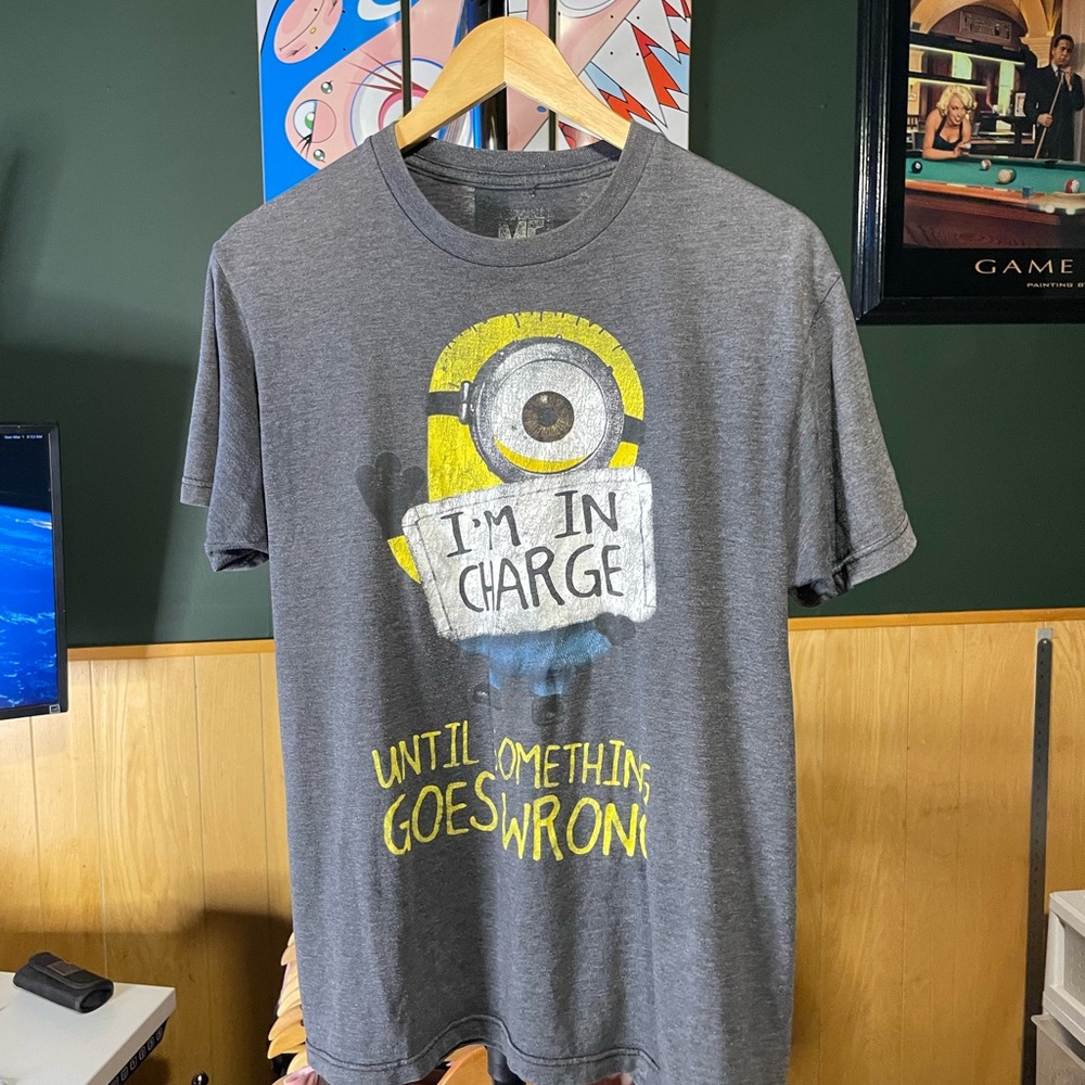 I’m in charge until something goes wrong ME Gray Minion Graphic Tee size M
